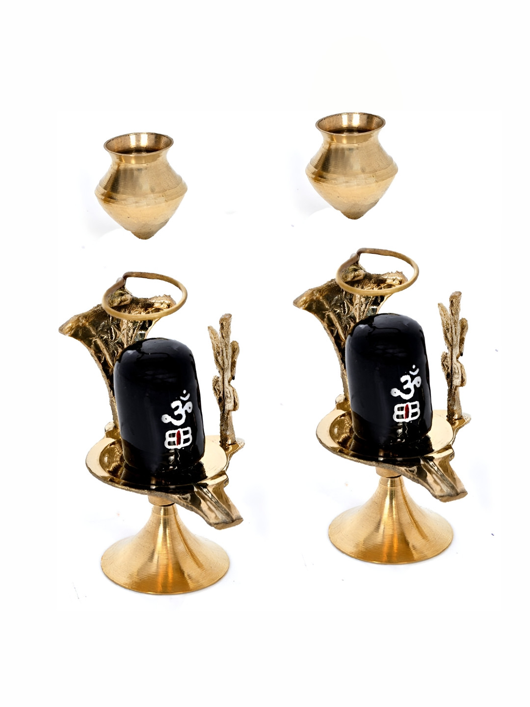 Navyaksh Loti Shivling Gold Brass Metallic Prayer Room Set of 6 Small Showpieces -