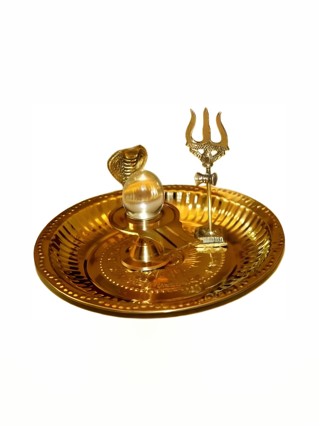 Navyaksh Chapa Plate Jalheri Gold Brass Metallic Prayer Room Set of 4 Small Showpieces -