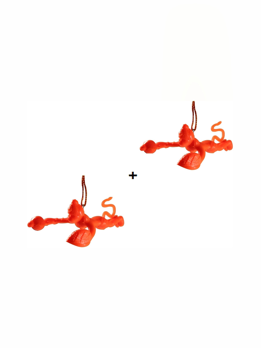 Navyaksh Hanuman Ji Orange Metal Metallic Prayer Room Set of 2 Small Showpieces -