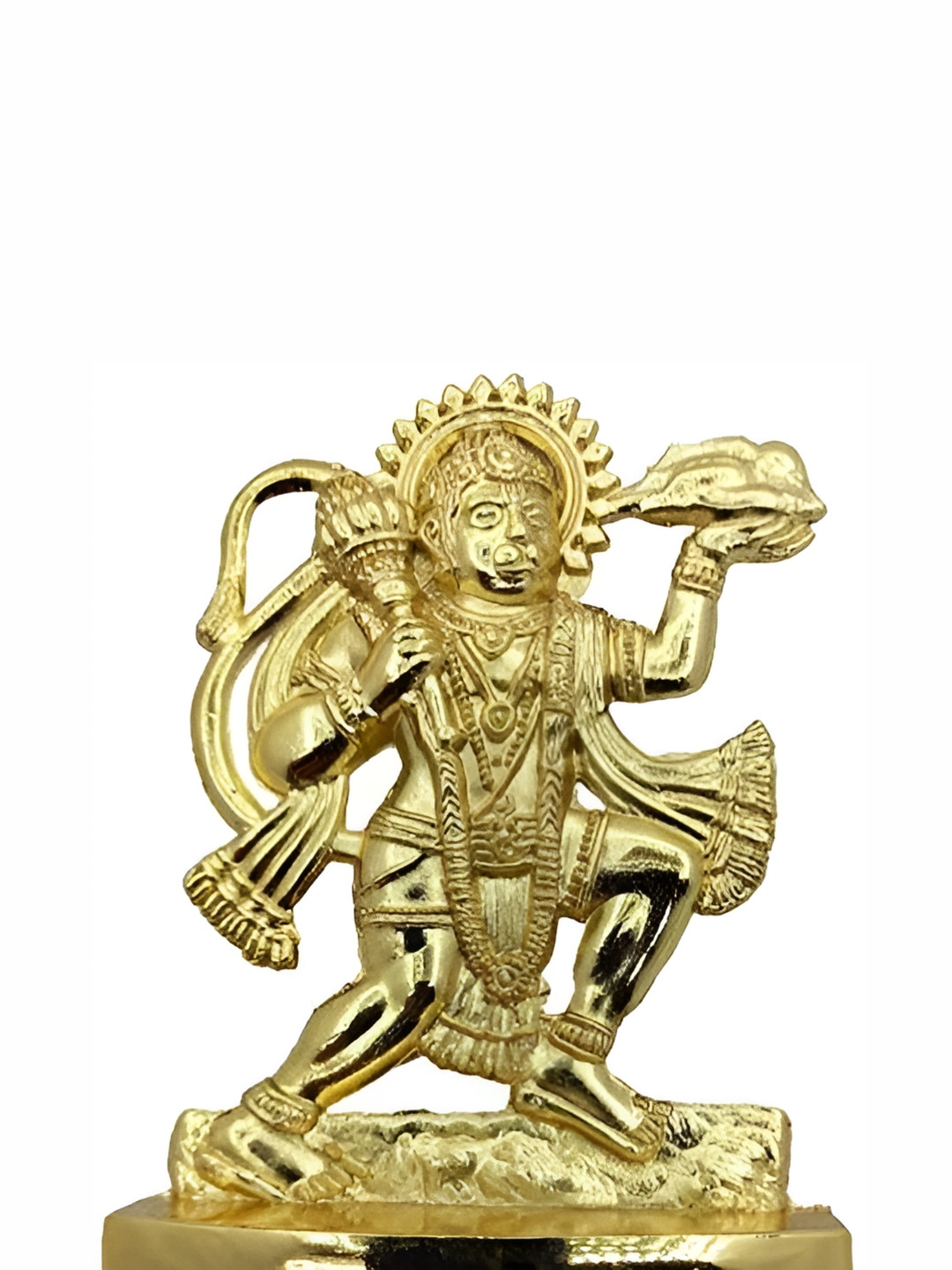 Navyaksh Hanuman Ji Gold Metal Metallic Prayer Room Small Showpiece -