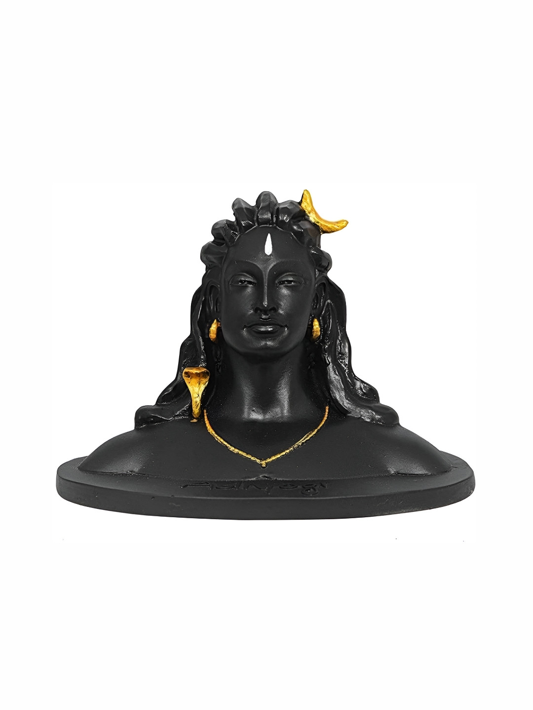 Navyaksh Yogi with Rudraksha Mala Black Polyresin Matte Living Room Small Showpiece -