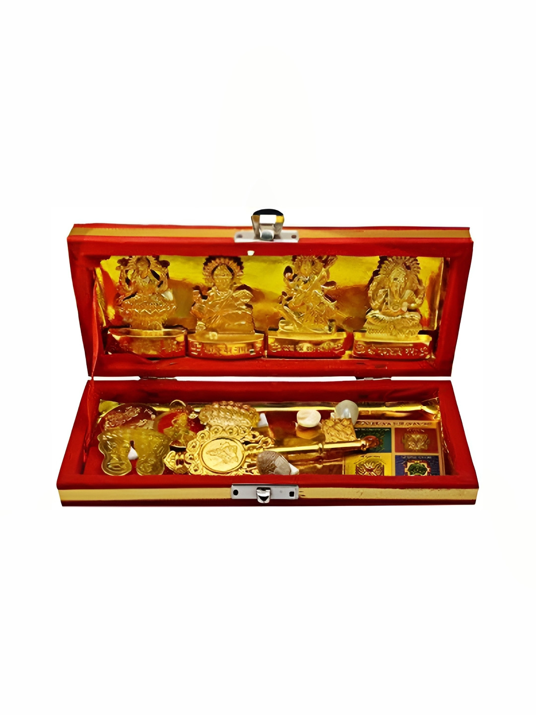 Navyaksh Bhandari Box Gold Metal Metallic Prayer Room Small Showpiece -