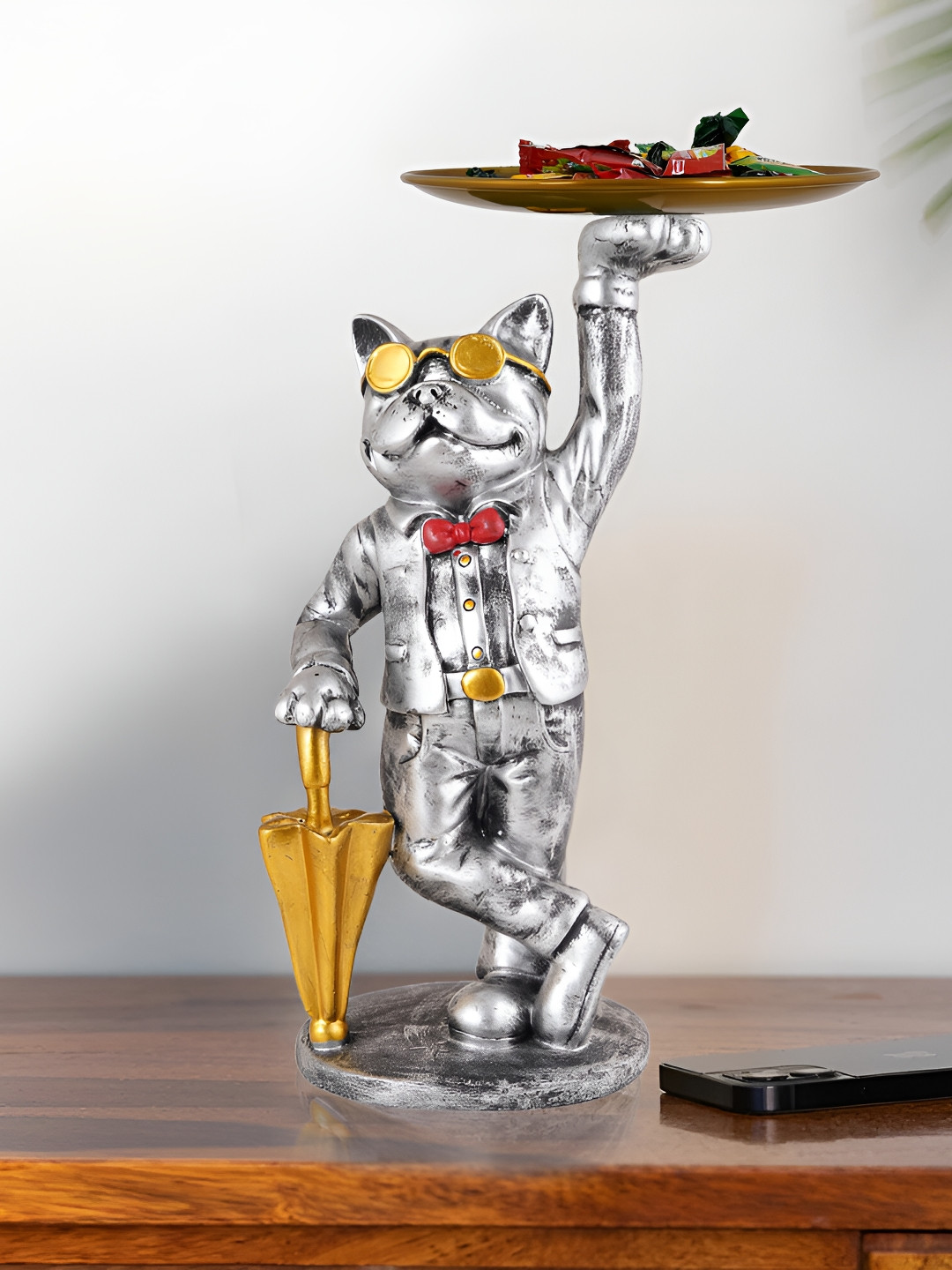 Zart Silver Polyresin Natural Kid Room Medium Showpiece - 9 Inches