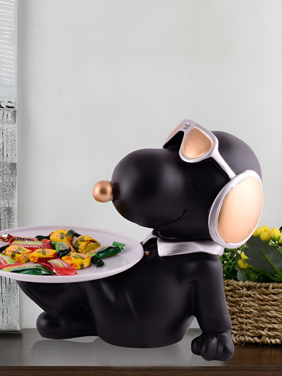 Zart Black Polyresin Natural Living Room Medium Showpiece - 9 Inches