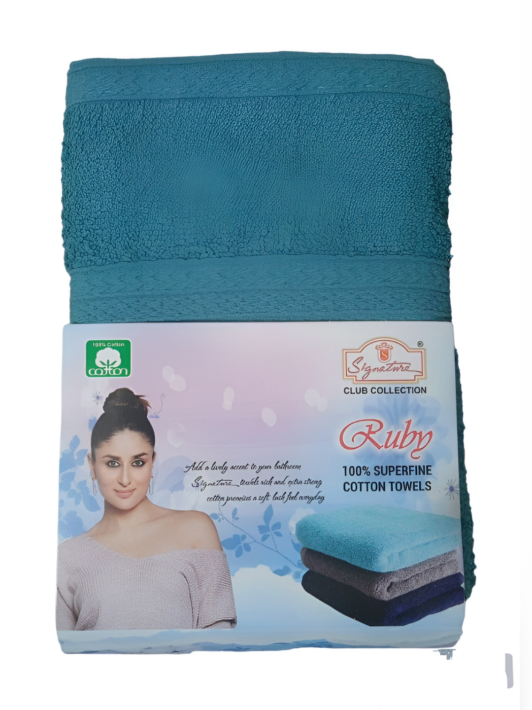 Signature Teal Blue 2 Pieces 350 GSM Cotton Hand Towels