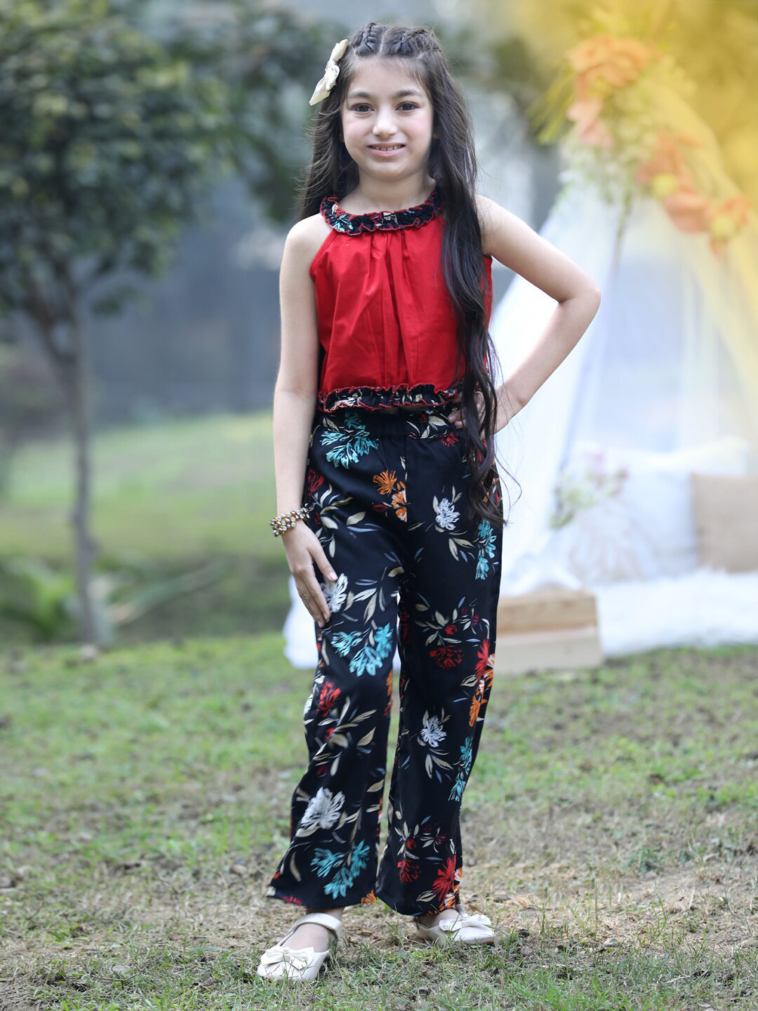 Cutiekins Girls Round Neck Top with Trousers