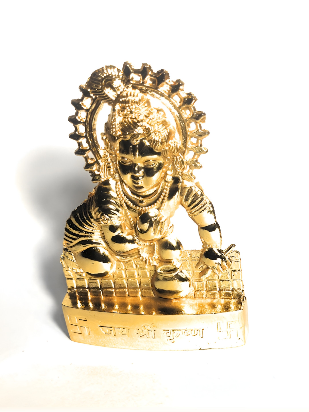 Navyaksh Laddu Gopal Gold Iron Metallic Study Room Medium Showpiece - 4.7 Inches