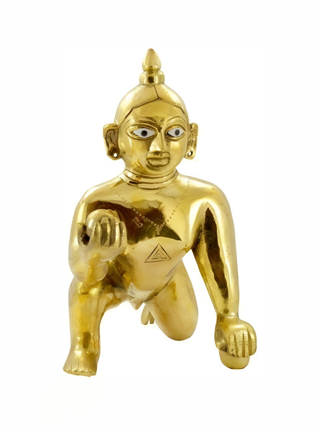 Navyaksh Laddu Gopal Yellow Brass Metallic Living Room Small Showpiece -