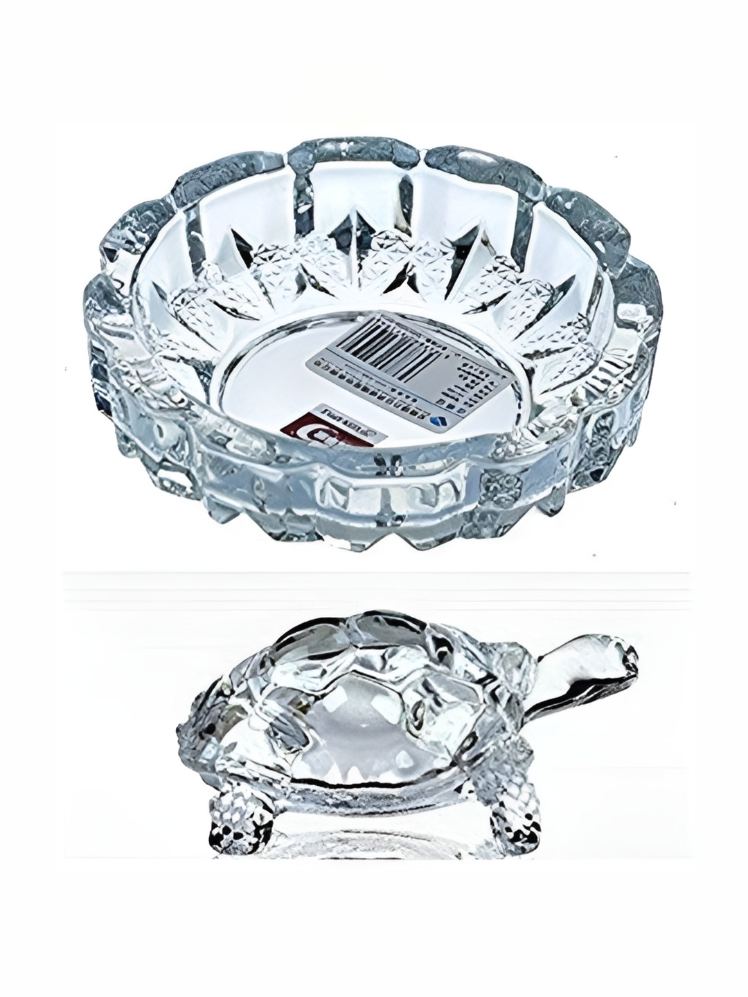 Navyaksh Plate and Turtle White Metal Metallic Prayer Room Set of 2 Small Showpieces -