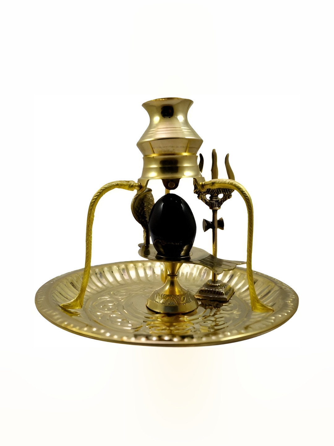 Navyaksh Jalheri Set Gold Brass Metallic Prayer Room Set of 5 Small Showpieces -