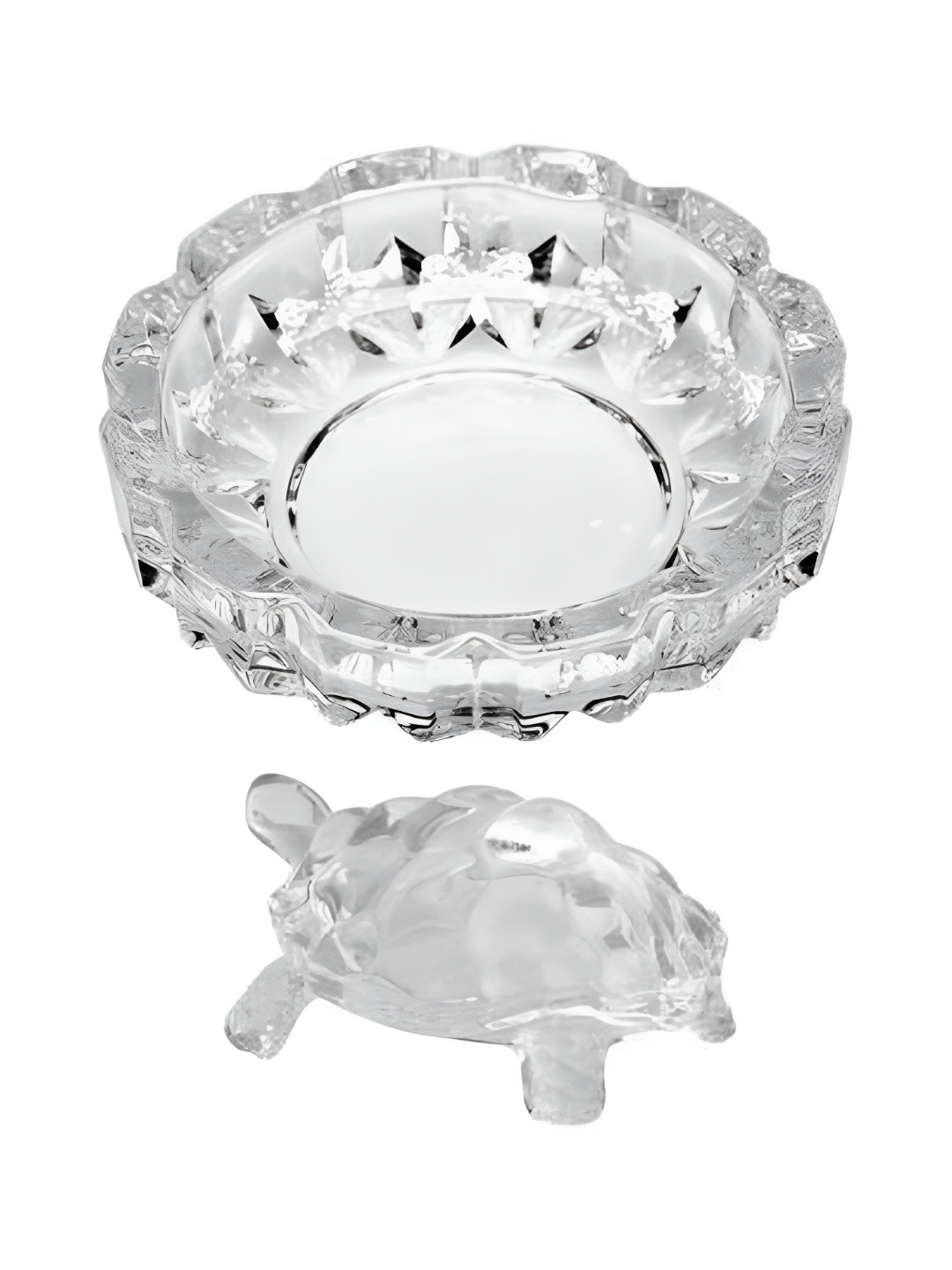 Navyaksh Kachua Plate White Metal Metallic Living Room Set of 2 Small Showpieces -