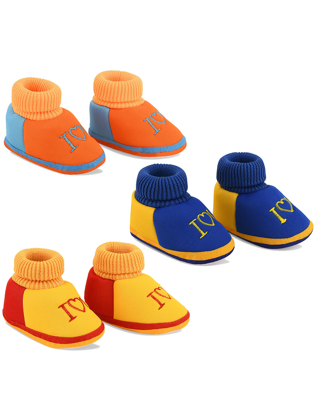 Smartots Infant Pack of 3 Colourblocked Pure Cotton Socks Booties