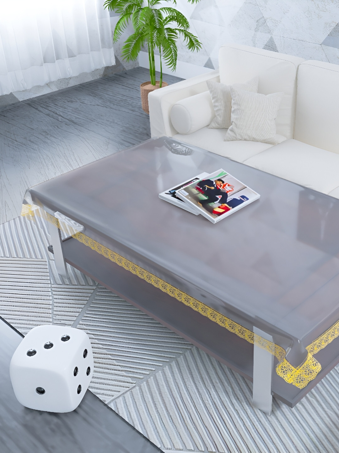 MONKDECOR Transparent 2 Seater Rectangle Waterproof Table Cover