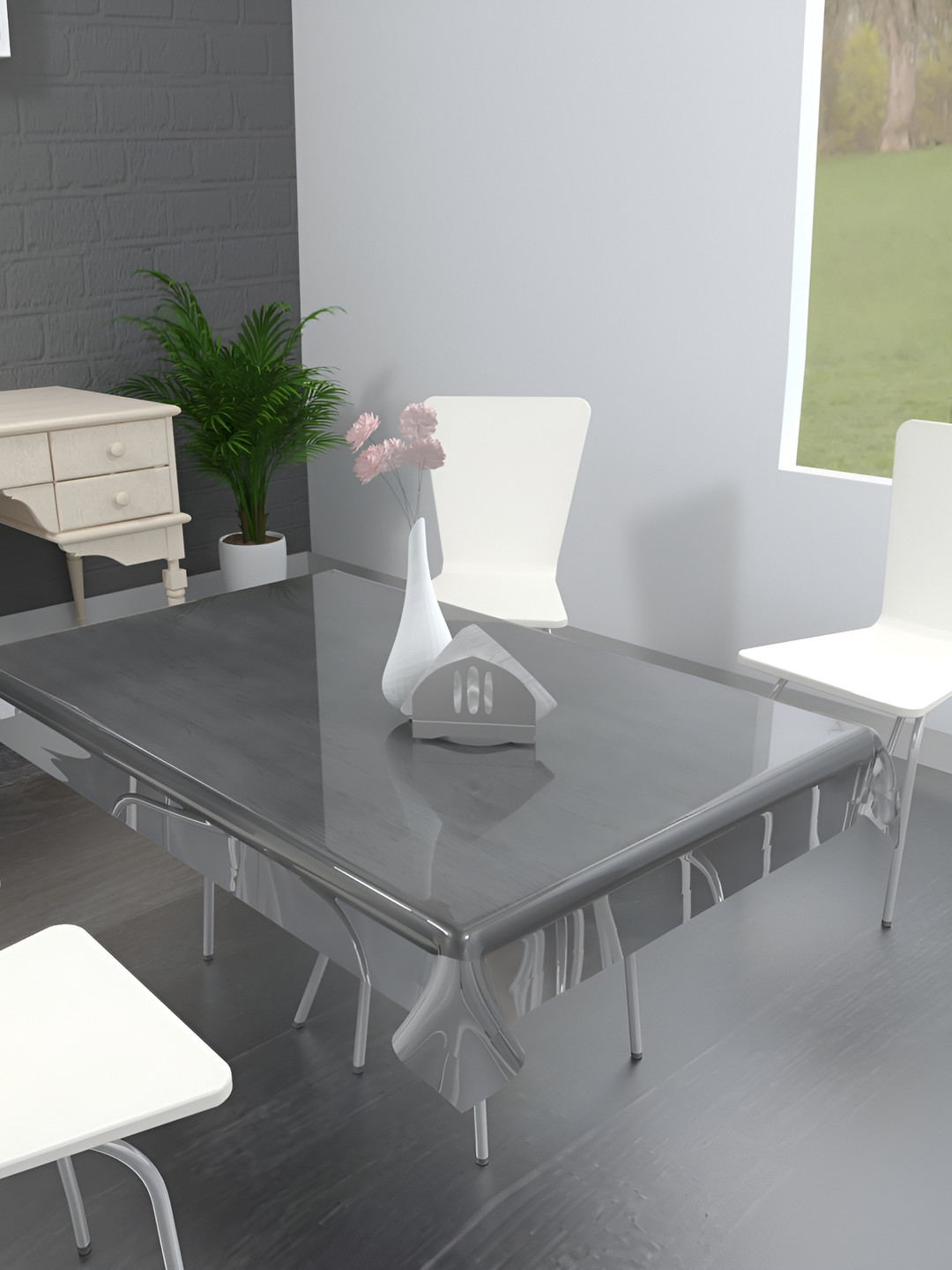 MONKDECOR Transparent 10 Seater Rectangular Waterproof Table Cover