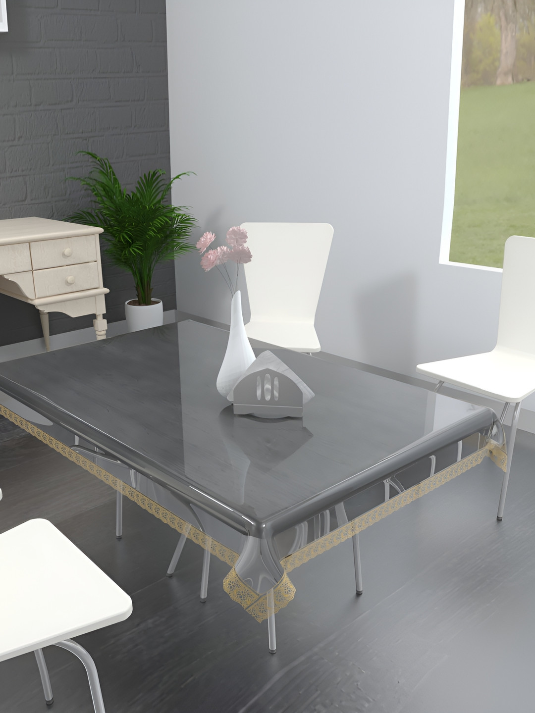 MONKDECOR Transparent 8 Seater Rectangle Waterproof Table Cover