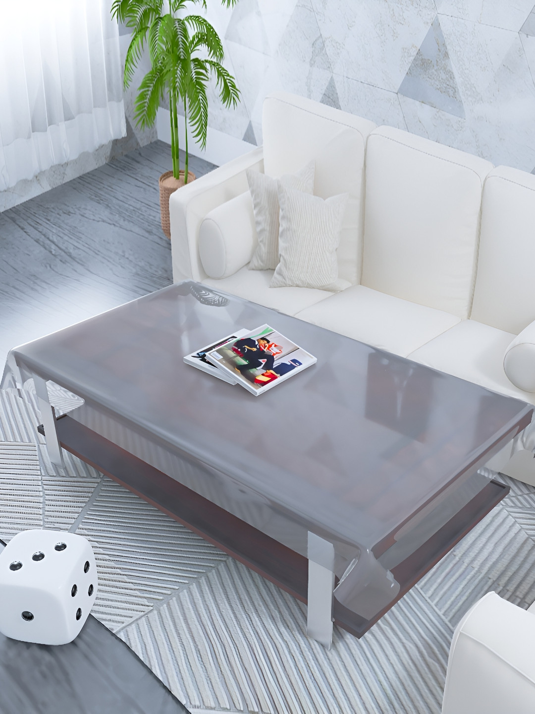 MONKDECOR Transparent 2 Seater Rectangle Waterproof Table Cover