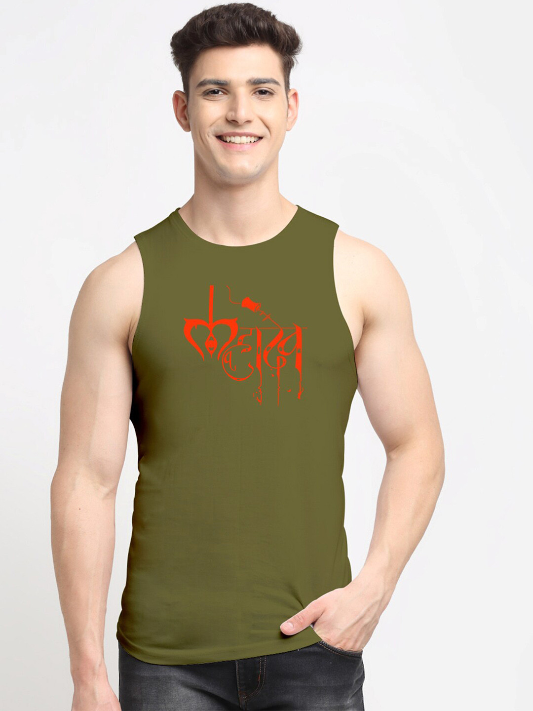 Friskers Mahadev Printed Pure Cotton Basic Innerwear Vest 010224AE610-34-XS