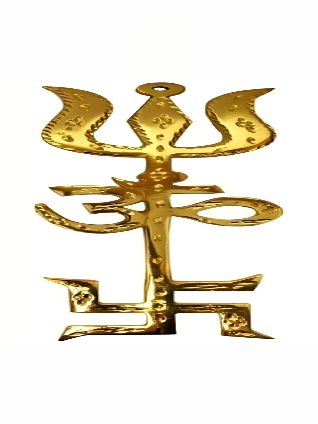 Navyaksh Trishakti Trishul Yellow Metal Metallic Prayer Room Medium Showpiece -
