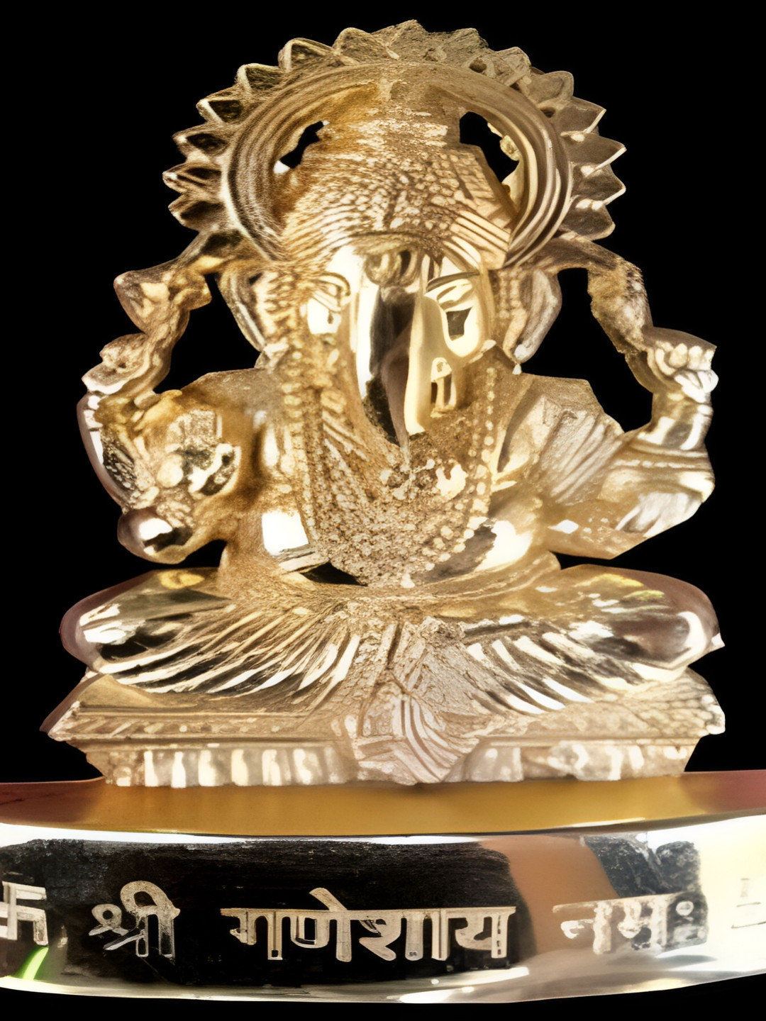 Navyaksh Ganesh Ji Gold Metal Metallic Prayer Room Tiny Showpiece -