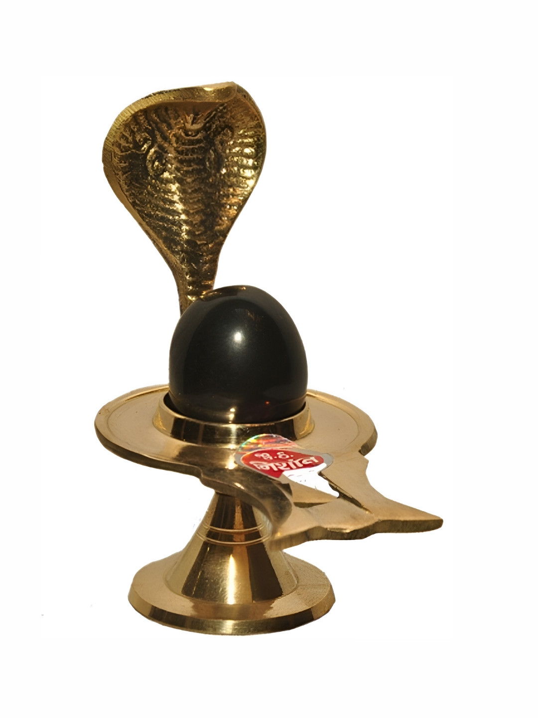 Navyaksh Shiv Ling Gold Brass Metallic Prayer Room Set of 2 Small Showpieces -