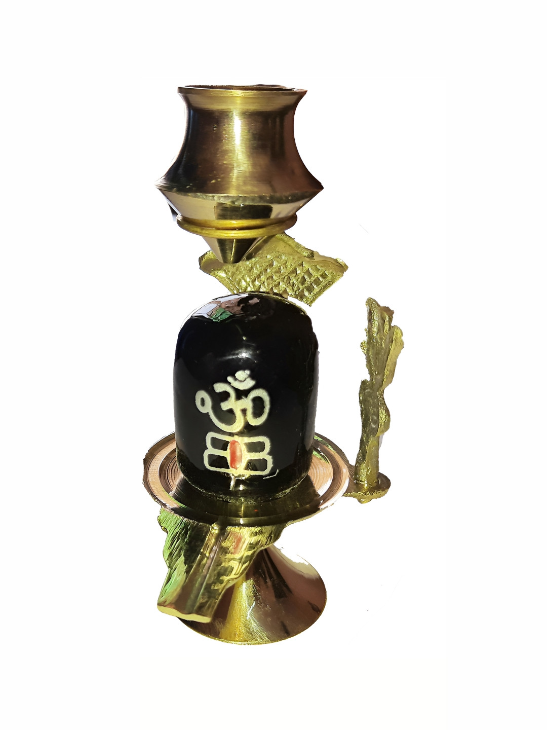 Navyaksh Shivling Gold Stone Natural Prayer Room Set of 3 Tiny Showpieces -