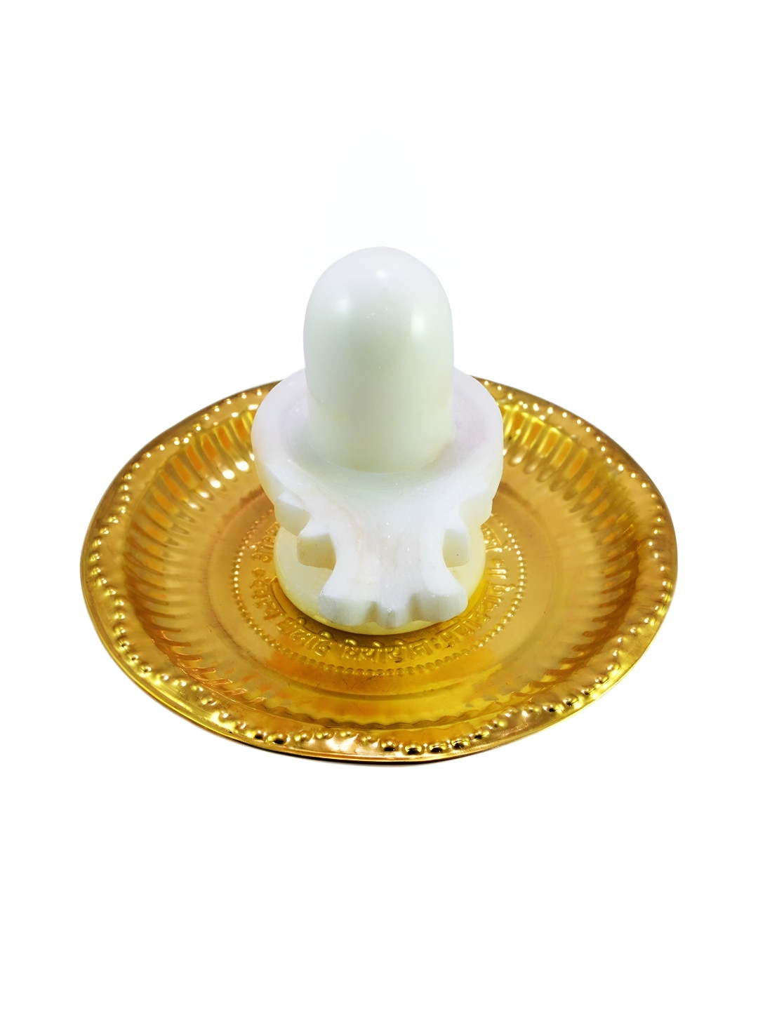 Navyaksh Peetal Chapa Plate with Shivling Multicoloured Marble Glossy Prayer Room Set of 2 Medium Showpieces -