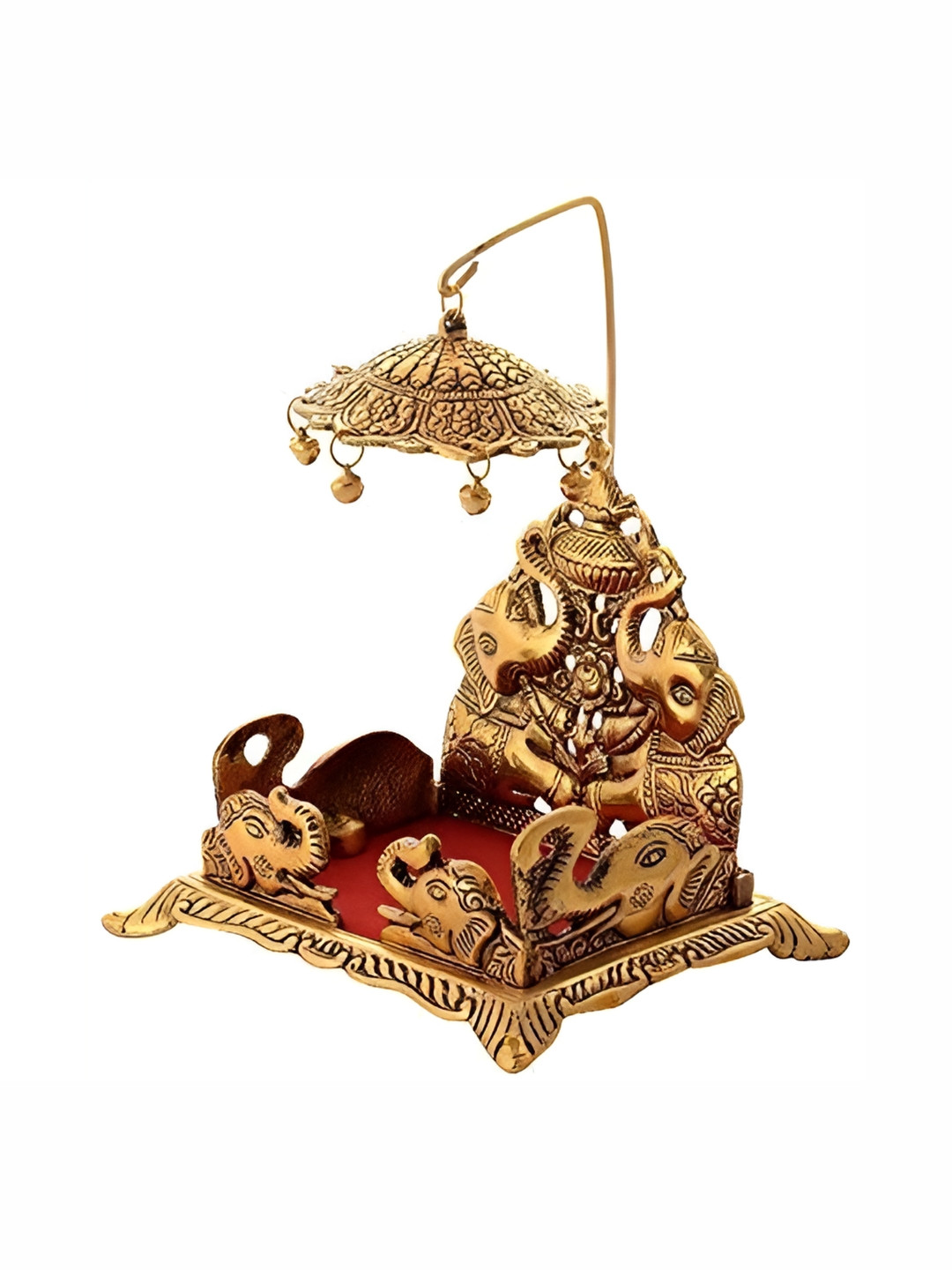 Navyaksh Singhasan Gold Brass Metallic Prayer Room Small Showpiece -