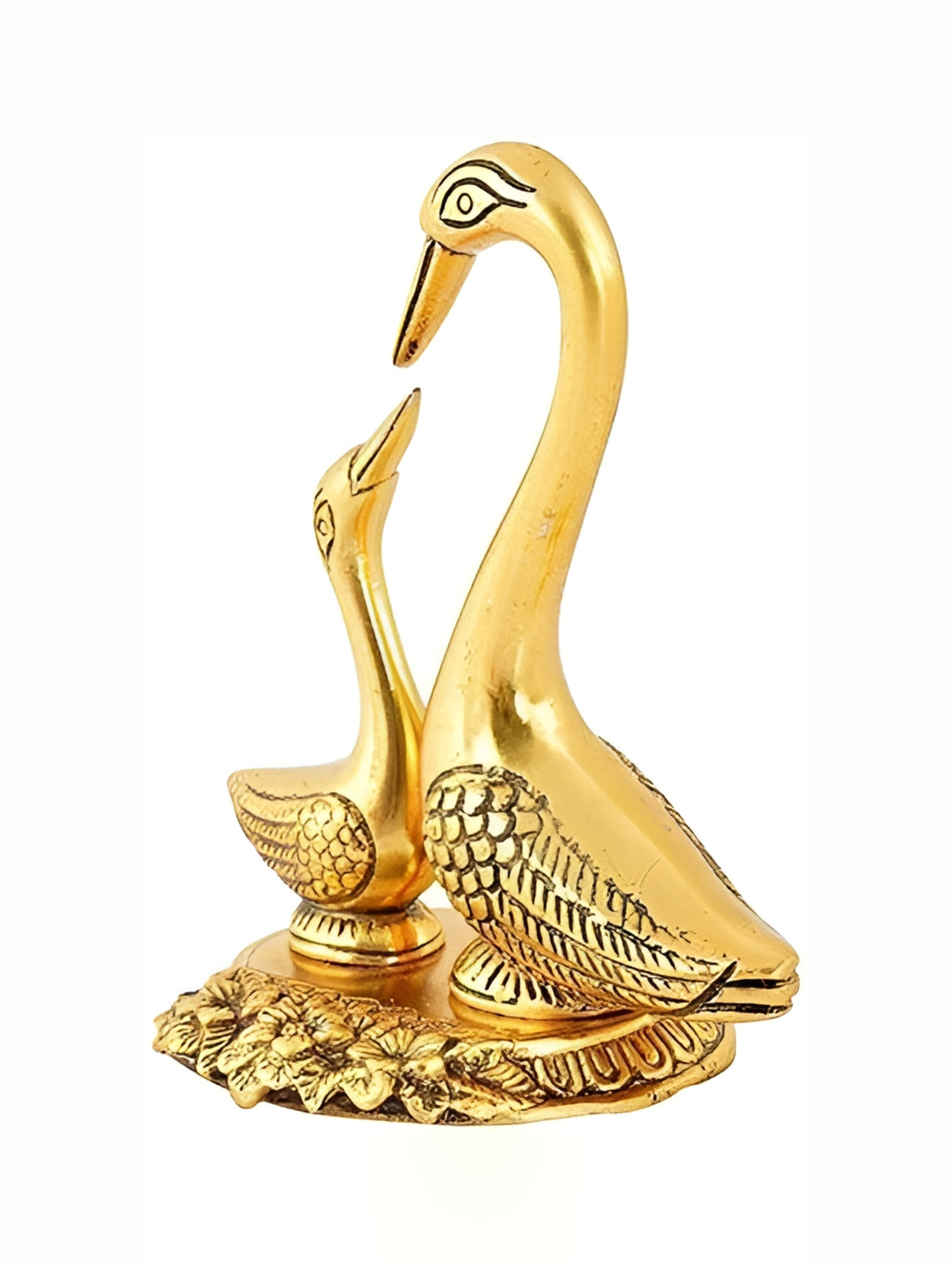 Navyaksh Kissing Duck Gold Brass Metallic Prayer Room Small Showpiece -