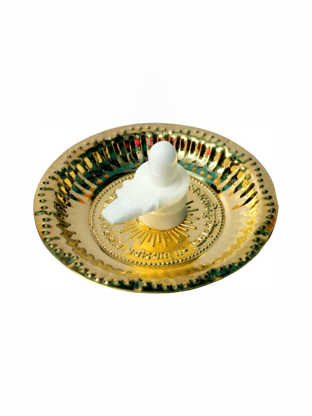 Navyaksh Chapa Plate Shivling Multicoloured Metal Metallic Prayer Room Set of 2 Tiny Showpieces -