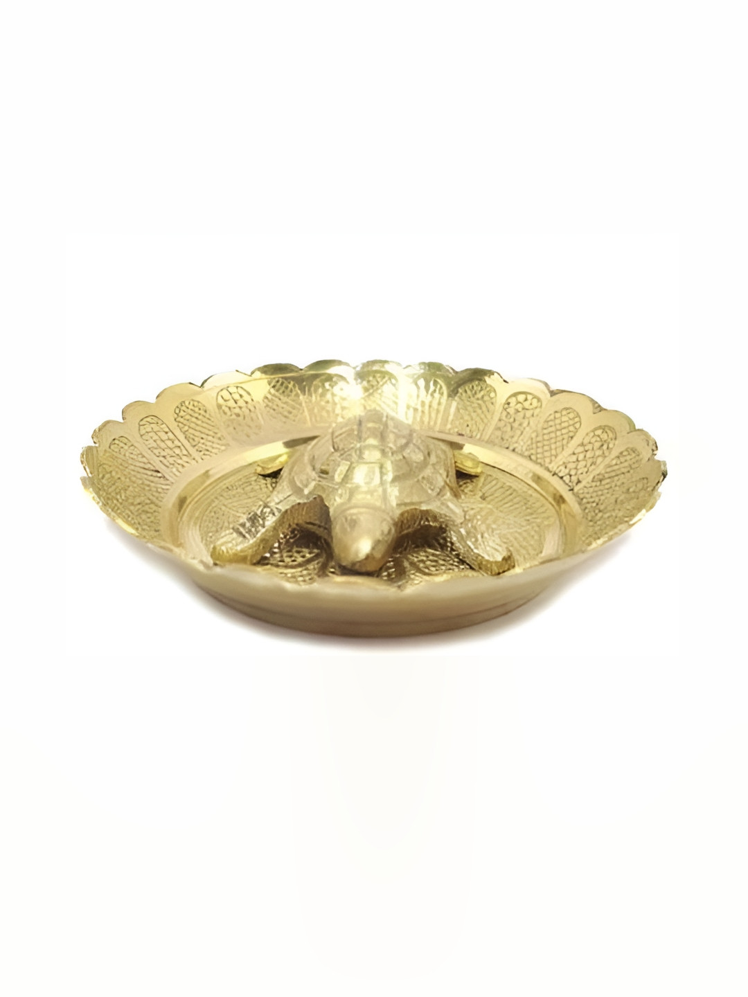 Navyaksh Kachua Plate Gold Copper Prayer Room Set of 2 Small Showpieces -