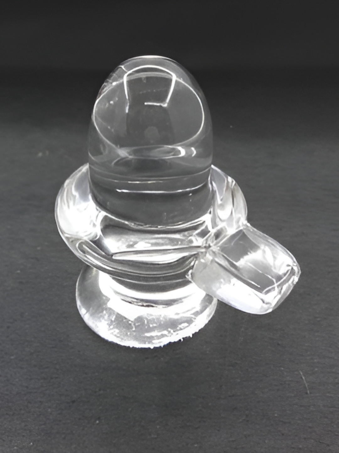 Navyaksh Crystal Shiv Ling White Glass Glossy Prayer Room Tiny Showpiece -