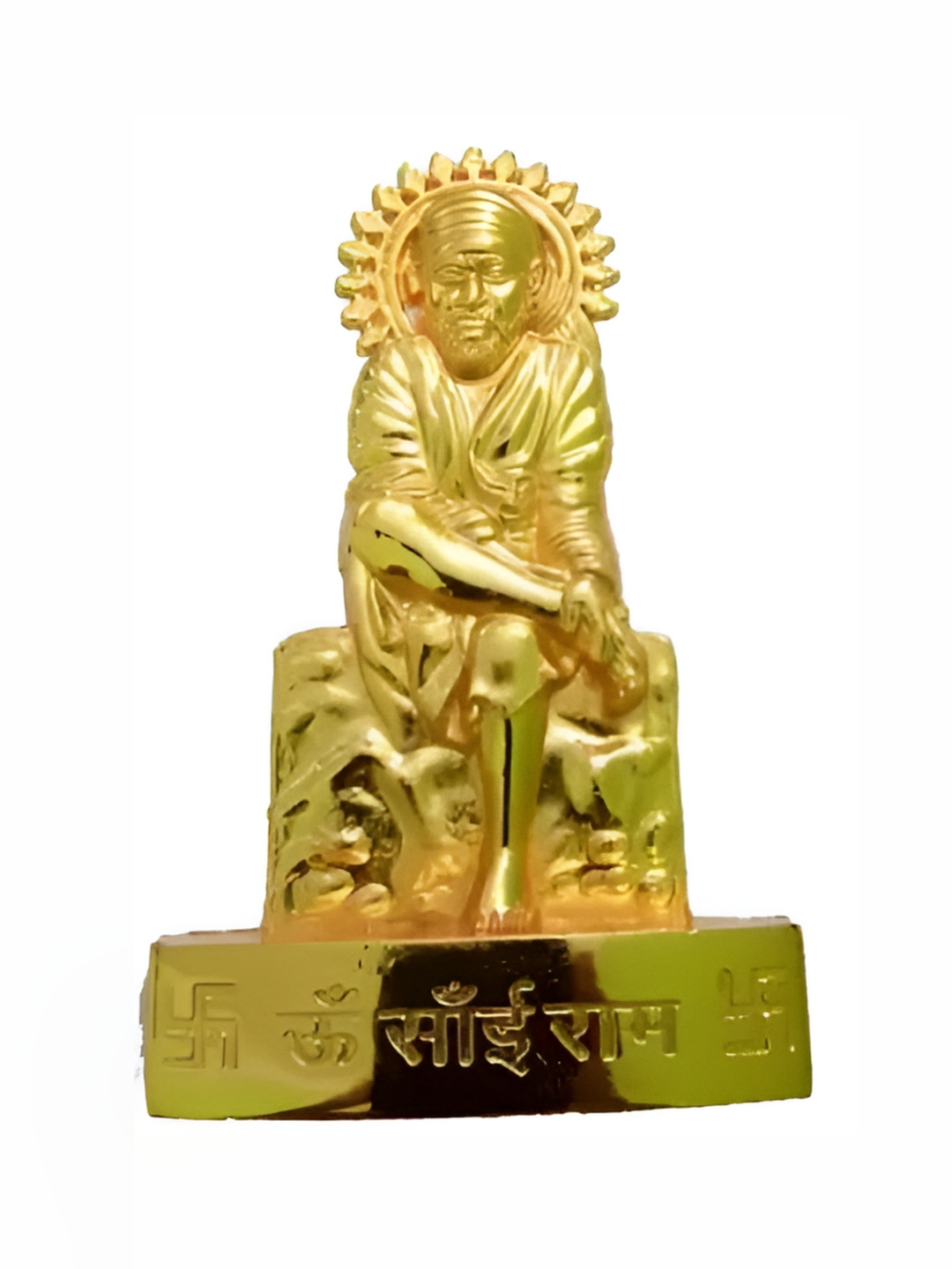 Navyaksh Sai Baba Gold Brass Metallic Prayer Room Tiny Showpiece -