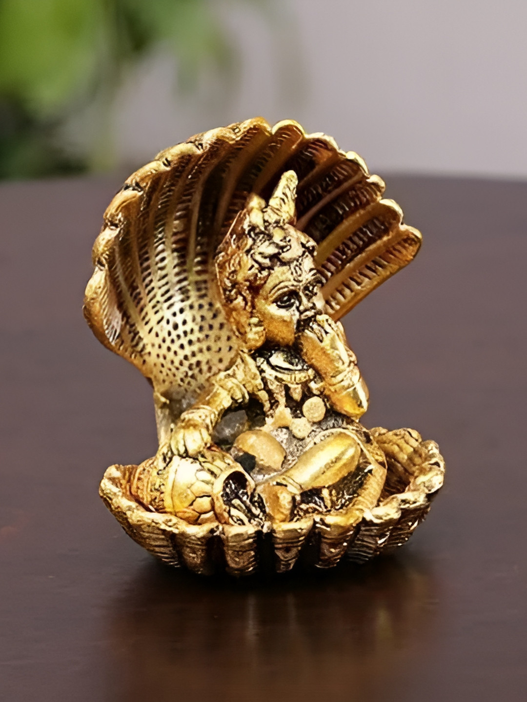 Navyaksh Laddu Gopal in Sheshnaag Multicoloured Metal Glossy Study Room Small Showpiece -