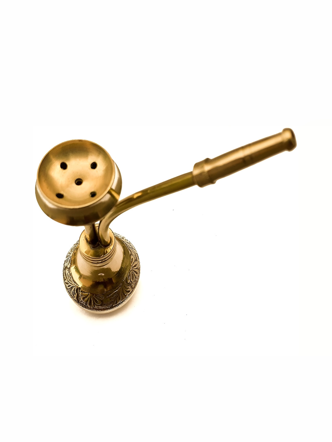 Navyaksh Hukka Gold Brass Metallic Living Room Set of 2 Small Showpieces - 4.7 Inches