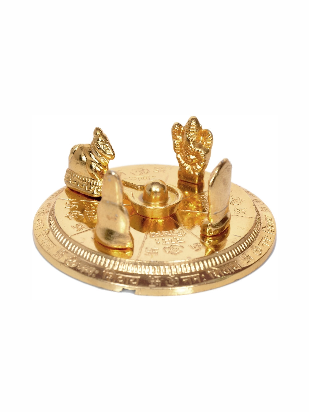 Navyaksh Shivgholpari Gold Brass Metallic Prayer Room Set of 2 Small Showpieces -