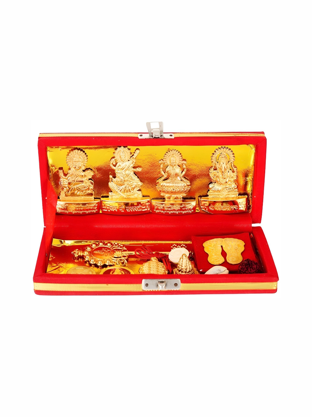 Navyaksh Shree Dhan Laxmi Kuber Box Multicoloured Metal Metallic Prayer Room Tiny Showpiece -