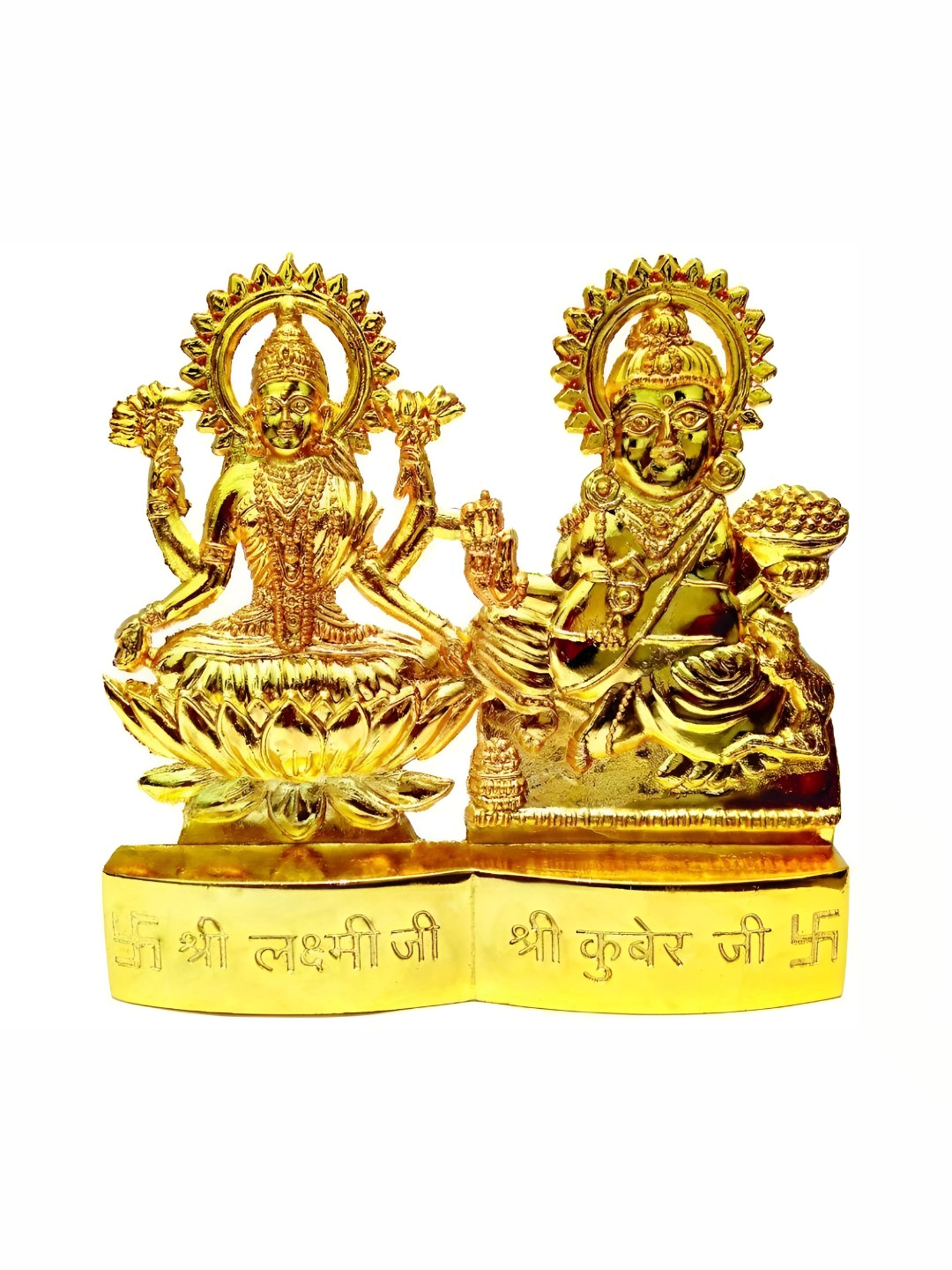 Navyaksh Laxmi Kuber Gold Brass Metallic Prayer Room Tiny Showpiece -