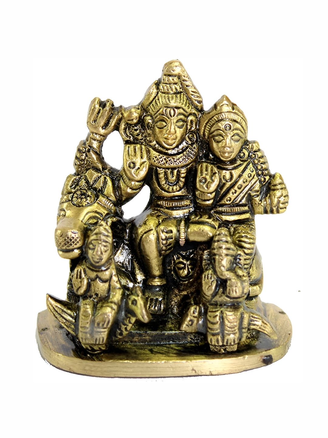 Navyaksh Shjiv Pariwar Gold Brass Metallic Living Room Small Showpiece -