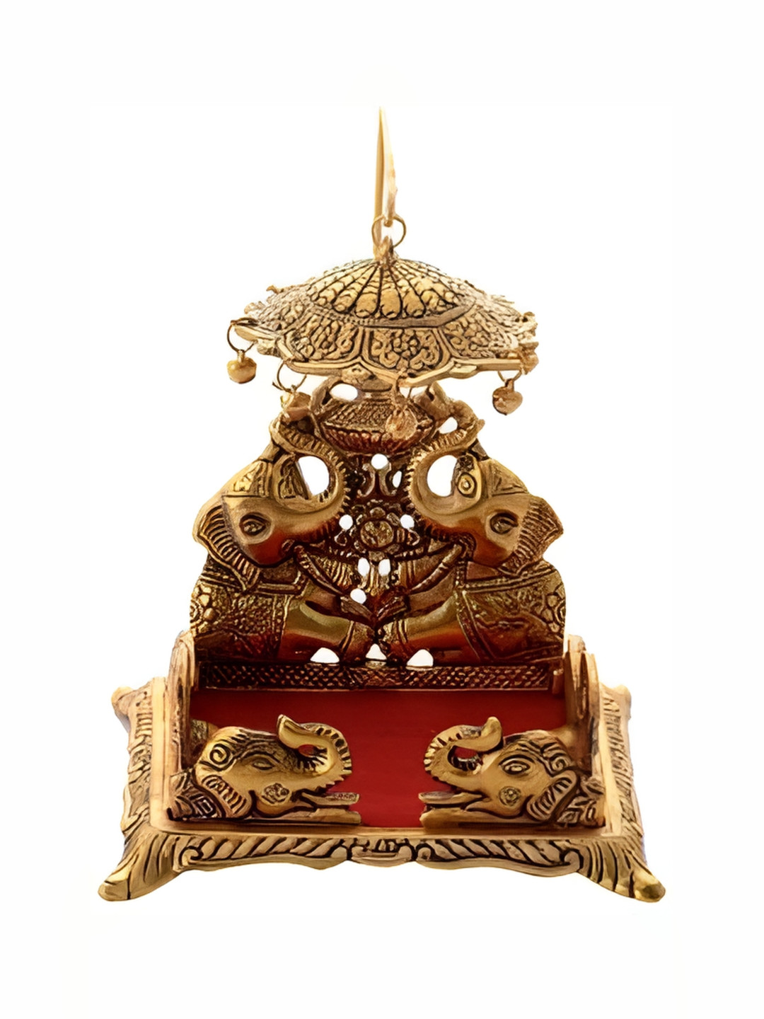 Navyaksh Singhasan Gold Metal Metallic Prayer Room Small Showpiece -