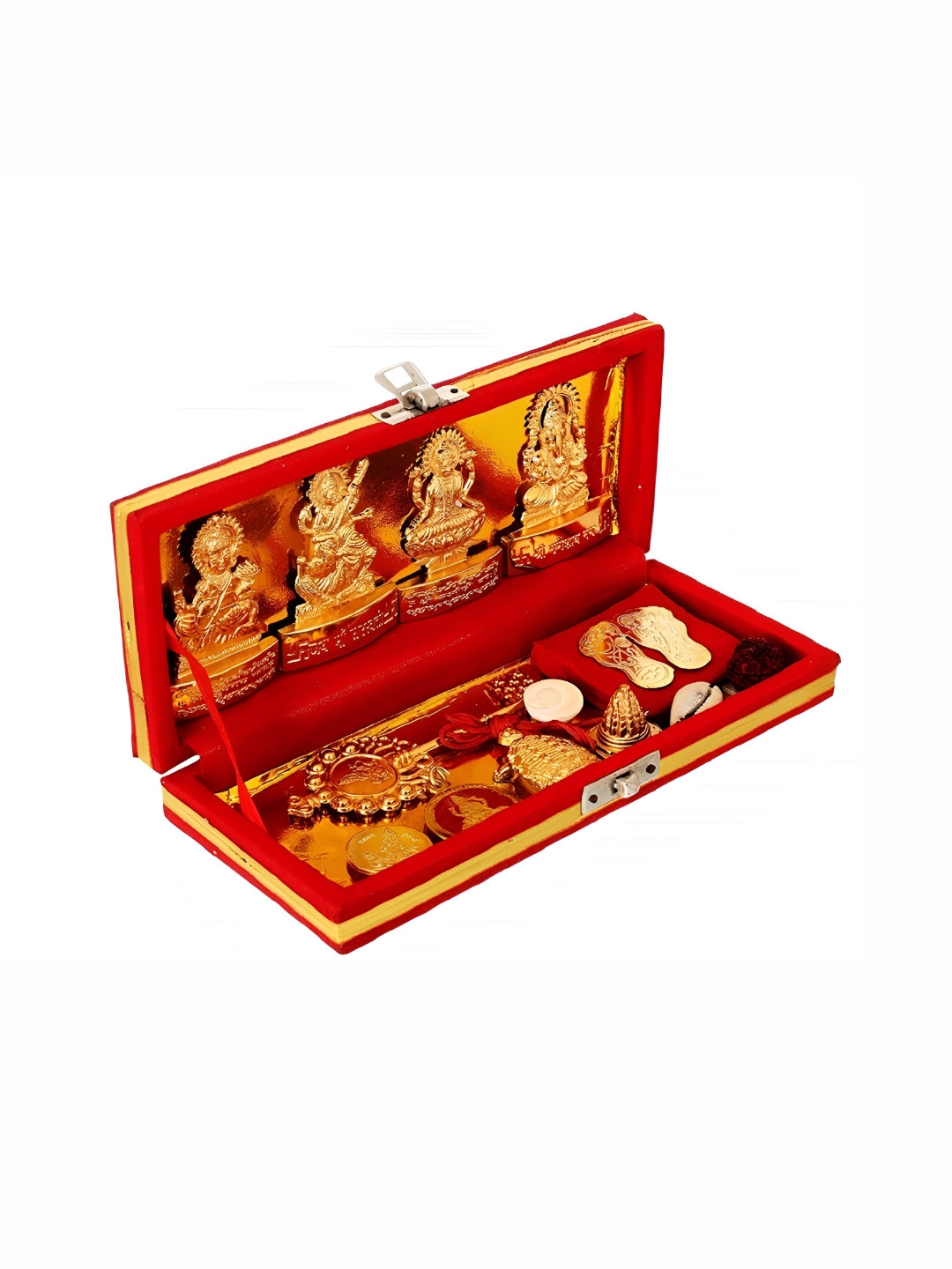 Navyaksh Dhan Laxmi Bhandari Box Multicoloured Brass Metallic Prayer Room Small Showpiece -