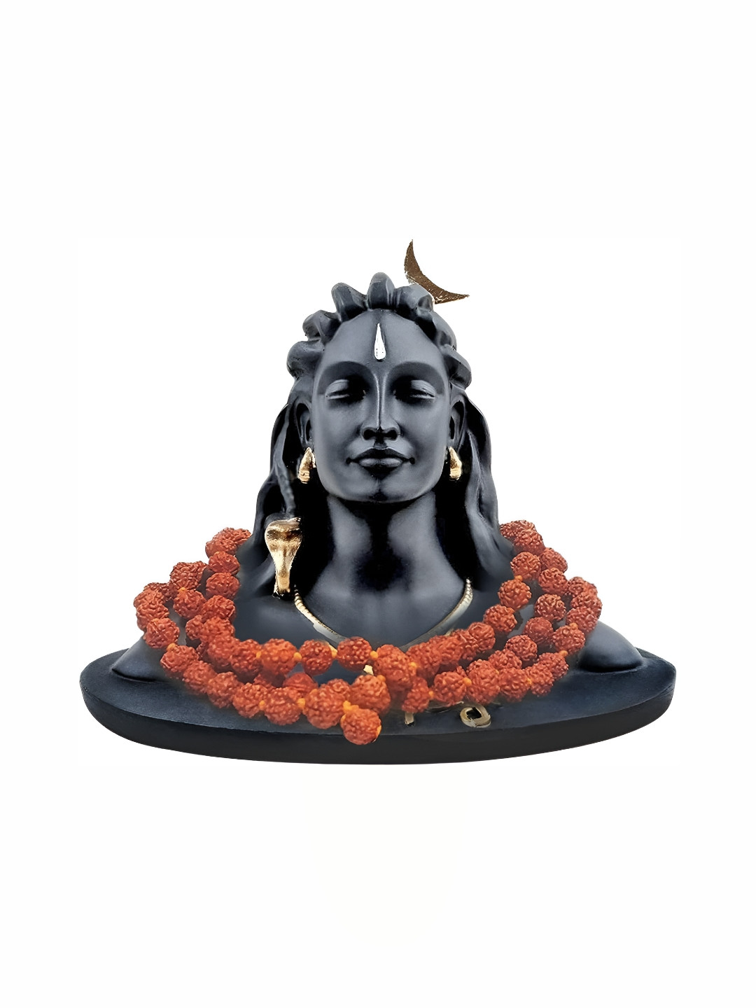 Navyaksh Yogi and Mala Black Polyresin Natural Prayer Room Set of 2 Small Showpieces -