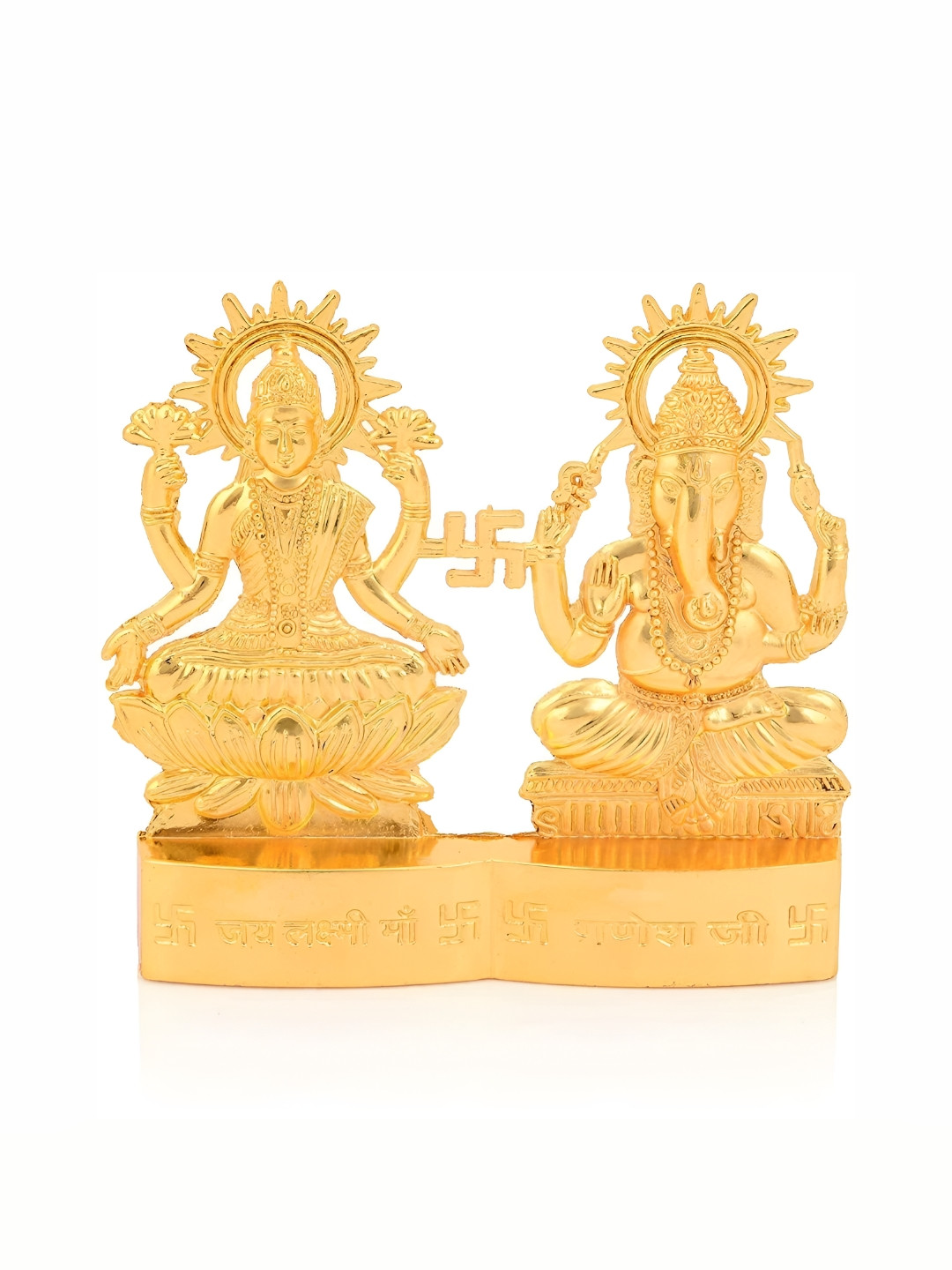 Navyaksh Laxmi Ganesh Yellow Metal Metallic Prayer Room Tiny Showpiece -