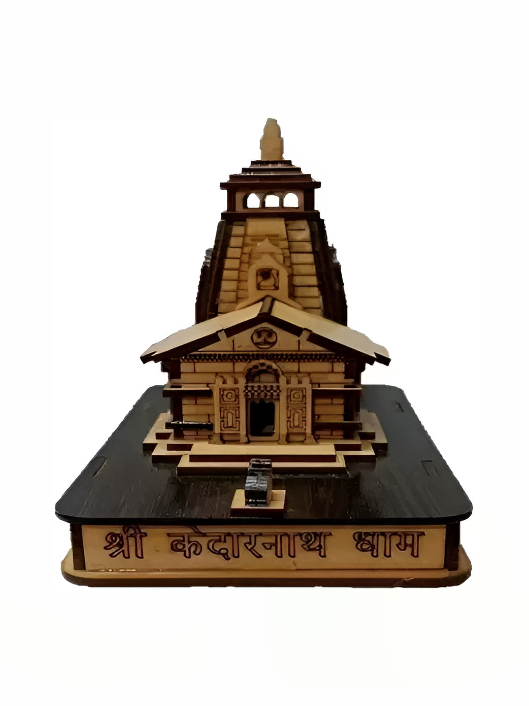 Navyaksh Kedarnath Temple Brown Wood Natural Prayer Room Small Showpiece -