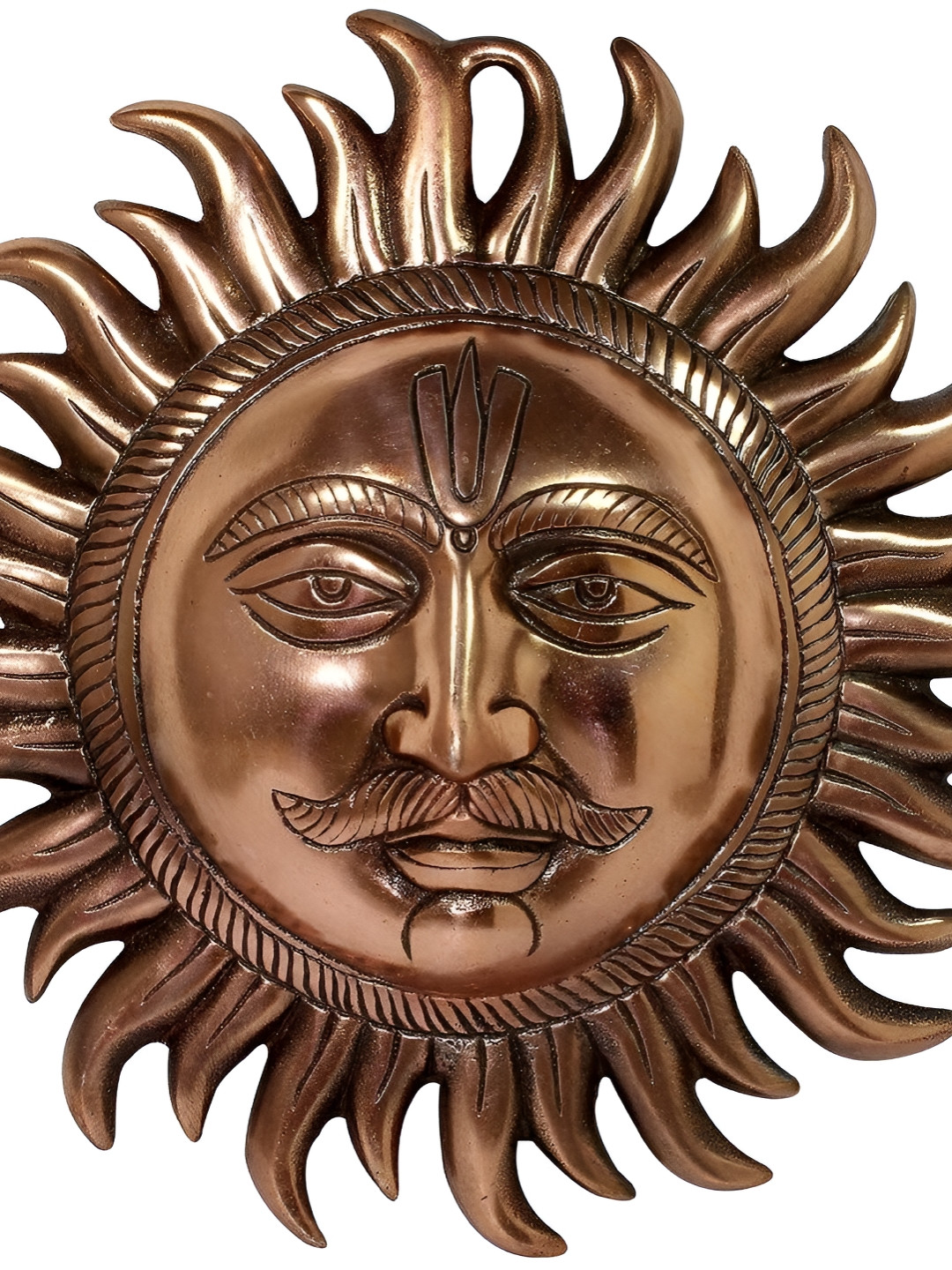 Navyaksh Suraj Copper Metal Metallic Prayer Room Small Showpiece -