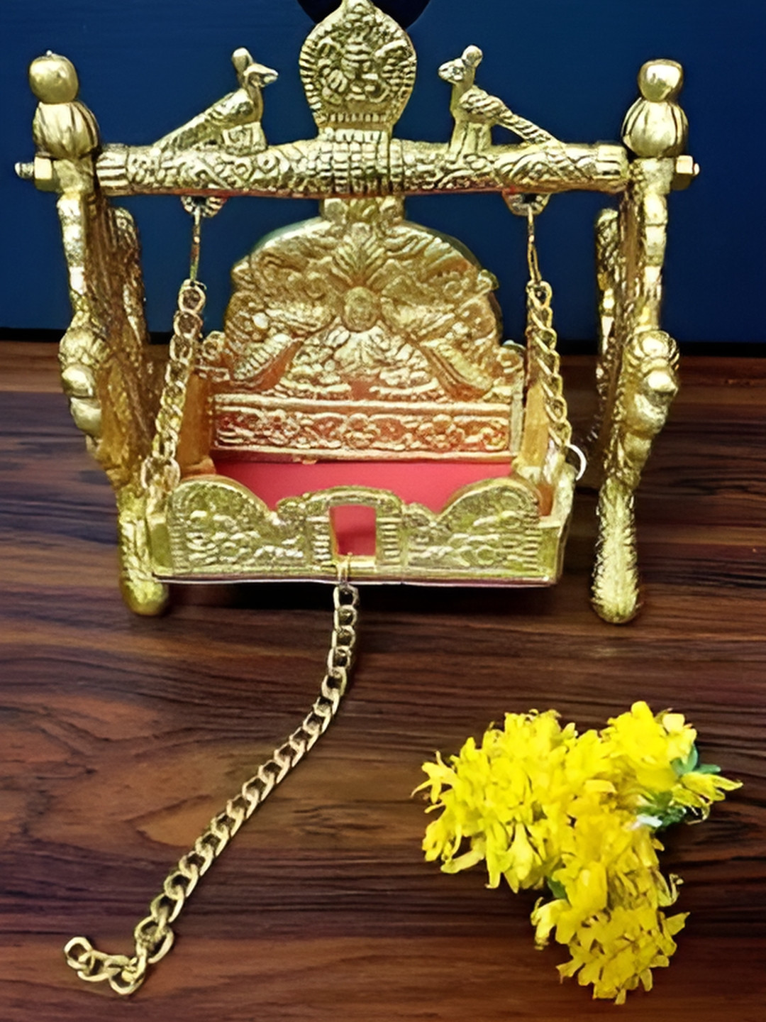 Navyaksh Non Tota Jhula Gold Metal Metallic Living Room Small Showpiece -