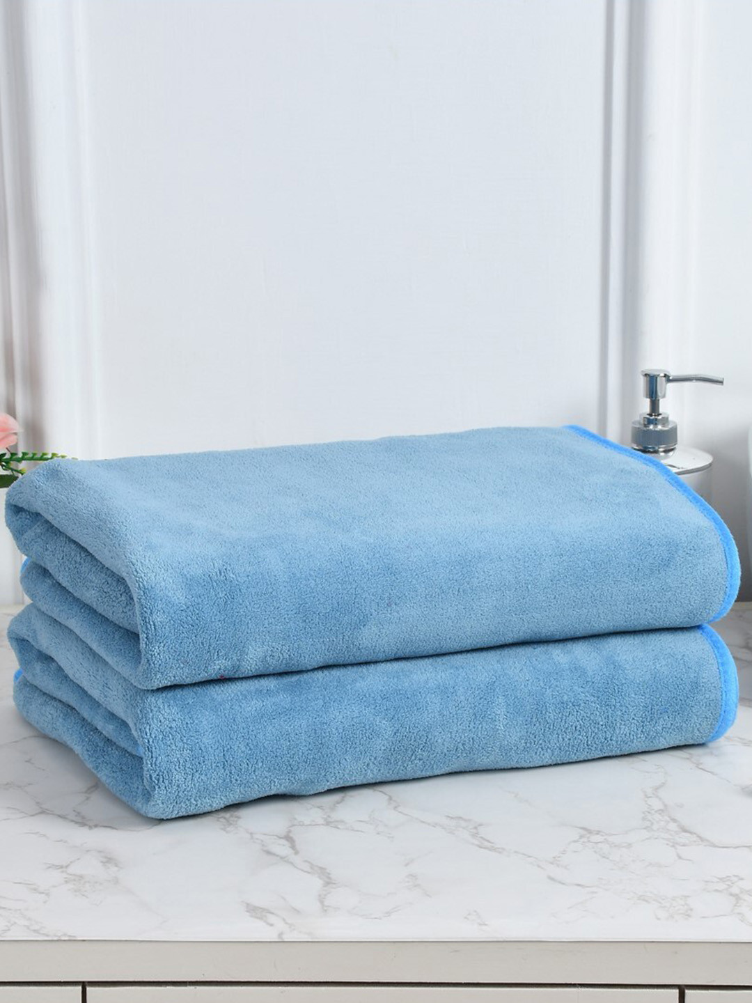 Cotton Bolls Textiles Blue 2 Pieces 300 GSM Bath Towels