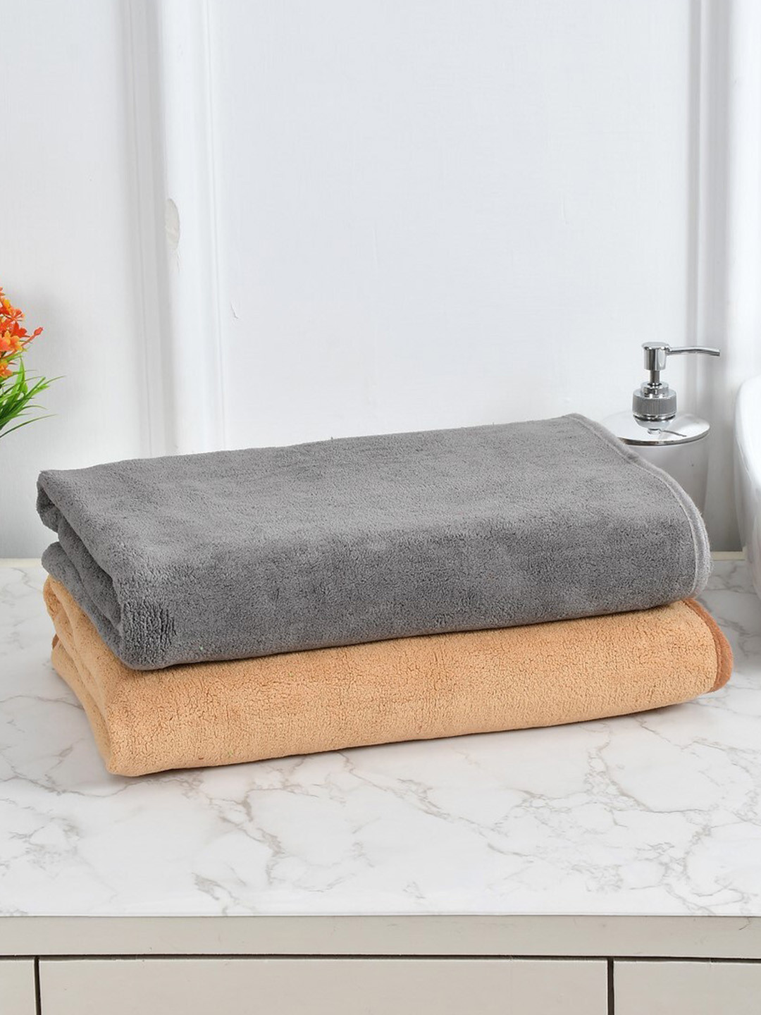 Cotton Bolls Textiles Brown 2 Pieces 300 GSM Bath Towels