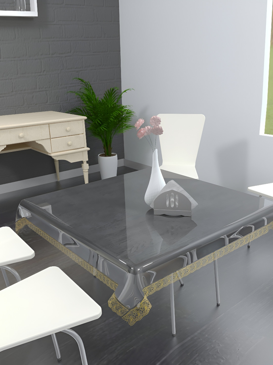 MONKDECOR Transparent 4 Seater Waterproof Table Cover
