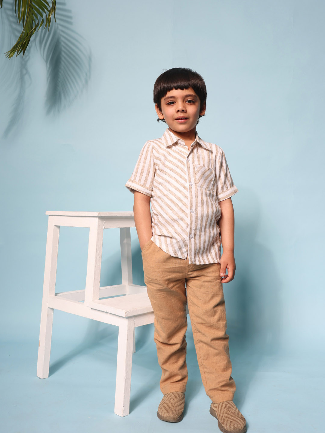 Budding Bees Boys Striped Shirt with Trousers