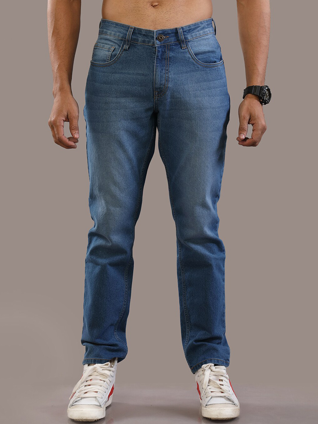 The Roadster Lifestyle Co. Men Blue Comfort Slim-Fit Light Faded Stretchable Jeans